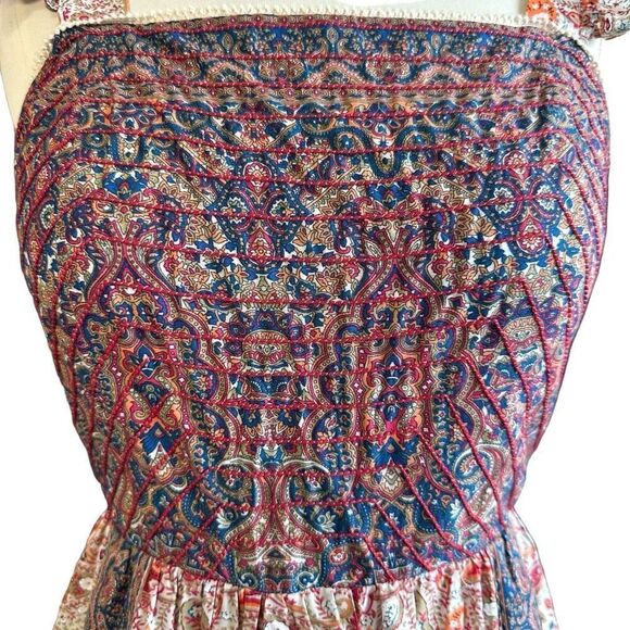 NWOT Haute Hippie Flutter Sleeve Embroidered Crochet Bohemian Print Open Tie Bac - Picture 4 of 16